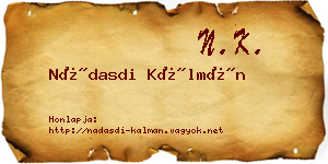 Nádasdi Kálmán névjegykártya